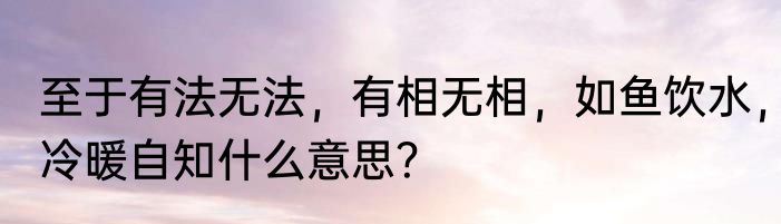 至于有法无法，有相无相，如鱼饮水，冷暖自知什么意思？
