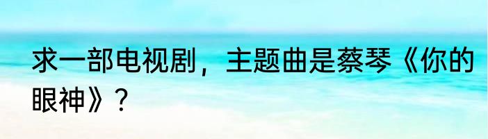求一部电视剧，主题曲是蔡琴《你的眼神》？