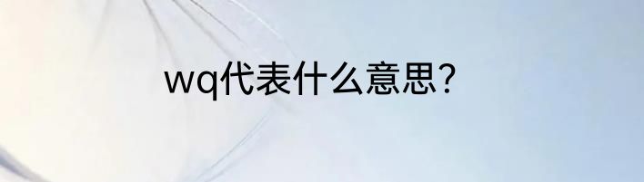 wq代表什么意思？