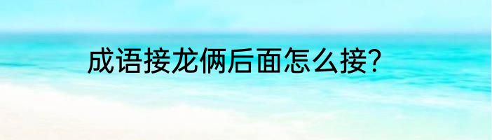 成语接龙俩后面怎么接？