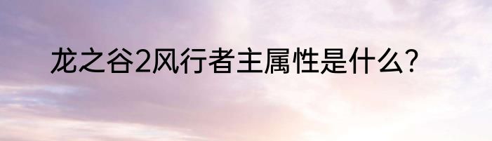龙之谷2风行者主属性是什么？