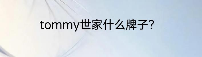 tommy世家什么牌子？