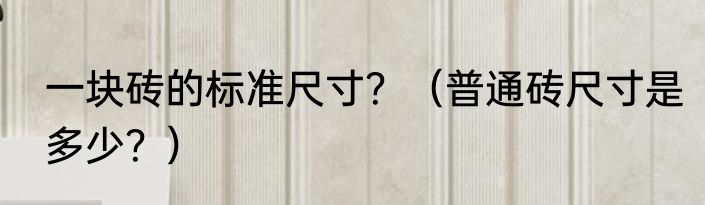 一块砖的标准尺寸？（普通砖尺寸是多少？）
