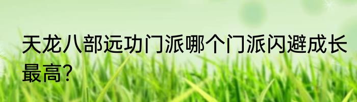 天龙八部远功门派哪个门派闪避成长最高？