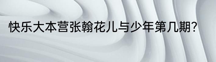 快乐大本营张翰花儿与少年第几期？