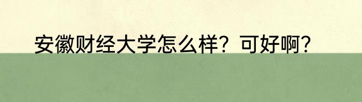 安徽财经大学怎么样？可好啊？
