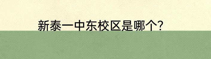 新泰一中东校区是哪个？