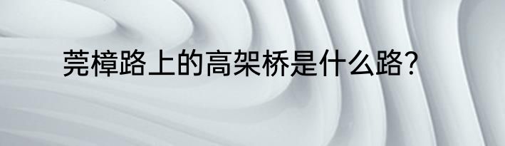 莞樟路上的高架桥是什么路？