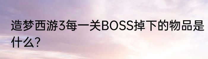 造梦西游3每一关BOSS掉下的物品是什么？