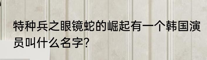 特种兵之眼镜蛇的崛起有一个韩国演员叫什么名字？