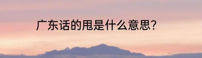 广东话的甩是什么意思？