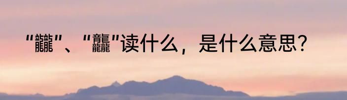“龖”、“龘”读什么，是什么意思？