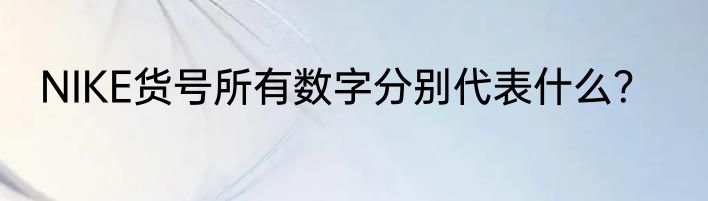 NIKE货号所有数字分别代表什么？