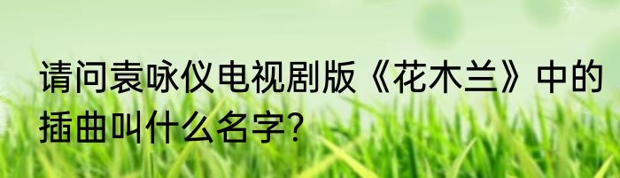 请问袁咏仪电视剧版《花木兰》中的插曲叫什么名字？
