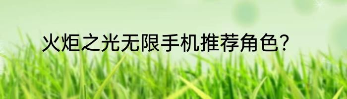 火炬之光无限手机推荐角色？