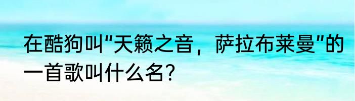 在酷狗叫“天籁之音，萨拉布莱曼”的一首歌叫什么名？