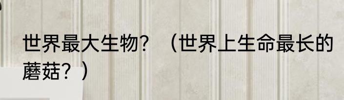 世界最大生物？（世界上生命最长的蘑菇？）