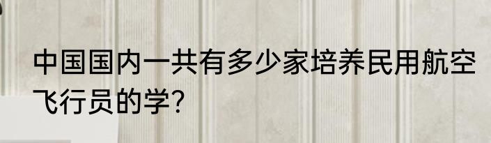 中国国内一共有多少家培养民用航空飞行员的学？