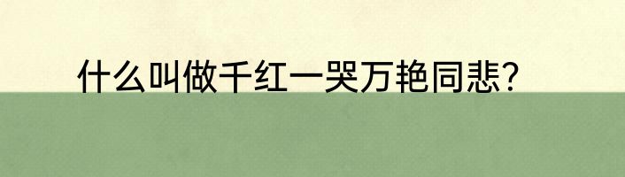 什么叫做千红一哭万艳同悲？