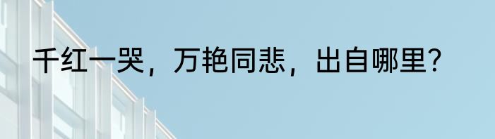 千红一哭，万艳同悲，出自哪里？