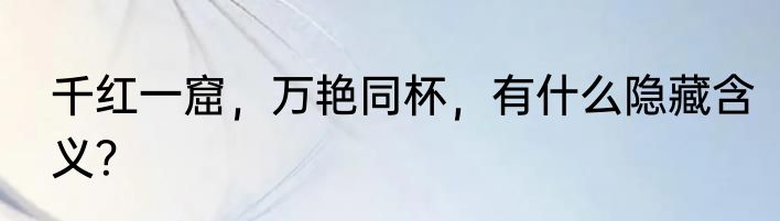千红一窟，万艳同杯，有什么隐藏含义？