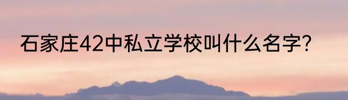 石家庄42中私立学校叫什么名字？