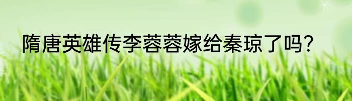 隋唐英雄传李蓉蓉嫁给秦琼了吗？