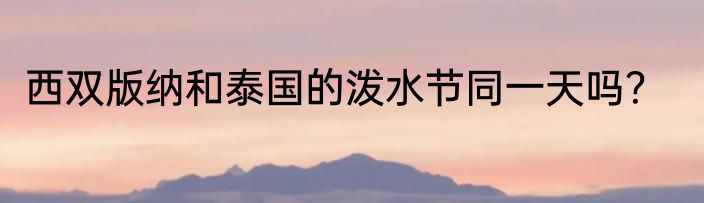 西双版纳和泰国的泼水节同一天吗？