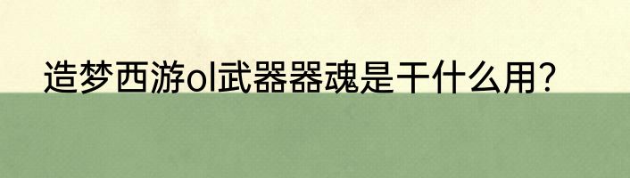 造梦西游ol武器器魂是干什么用？