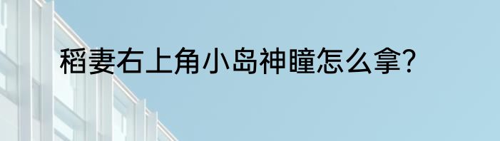 稻妻右上角小岛神瞳怎么拿？
