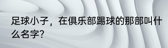 足球小子，在俱乐部踢球的那部叫什么名字？