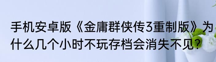 手机安卓版《金庸群侠传3重制版》为什么几个小时不玩存档会消失不见？