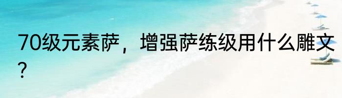 70级元素萨，增强萨练级用什么雕文？