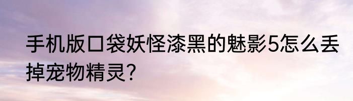 手机版口袋妖怪漆黑的魅影5怎么丢掉宠物精灵？