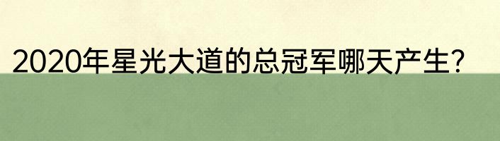 2020年星光大道的总冠军哪天产生？