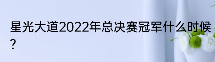 星光大道2022年总决赛冠军什么时候？