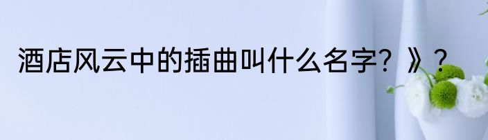 酒店风云中的插曲叫什么名字？》？