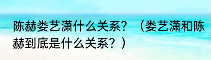 陈赫娄艺潇什么关系？（娄艺潇和陈赫到底是什么关系？）