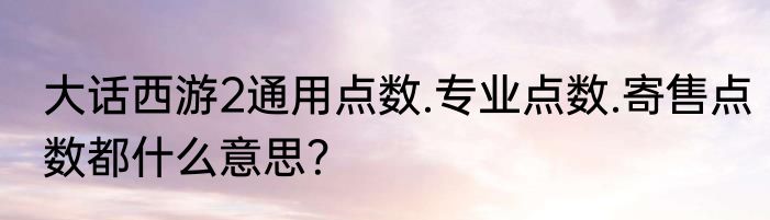 大话西游2通用点数.专业点数.寄售点数都什么意思？