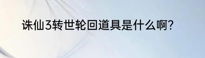 诛仙3转世轮回道具是什么啊？