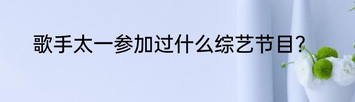 歌手太一参加过什么综艺节目？