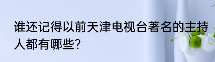 谁还记得以前天津电视台著名的主持人都有哪些？