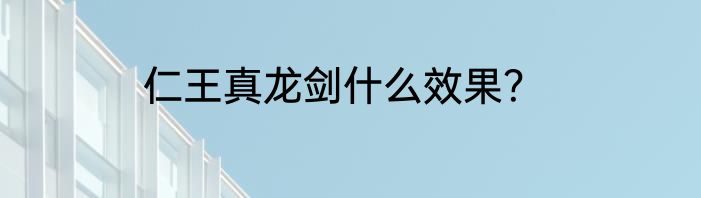 仁王真龙剑什么效果？