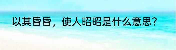以其昏昏，使人昭昭是什么意思？