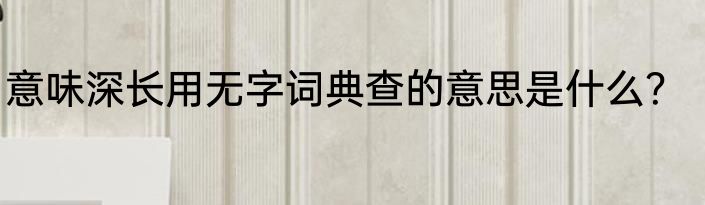 意味深长用无字词典查的意思是什么？