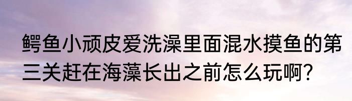 鳄鱼小顽皮爱洗澡里面混水摸鱼的第三关赶在海藻长出之前怎么玩啊？