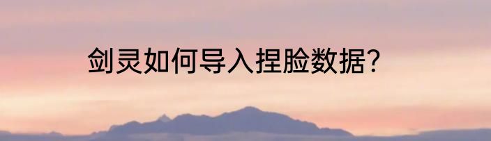 剑灵如何导入捏脸数据？