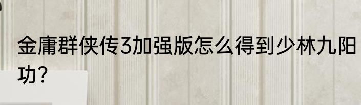 金庸群侠传3加强版怎么得到少林九阳功？