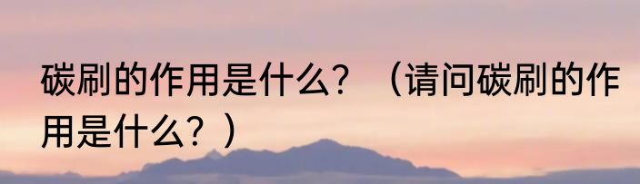 碳刷的作用是什么？（请问碳刷的作用是什么？）