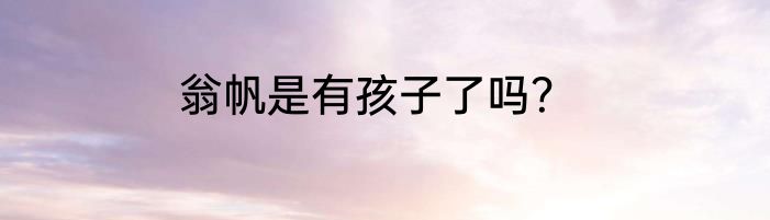 翁帆是有孩子了吗？